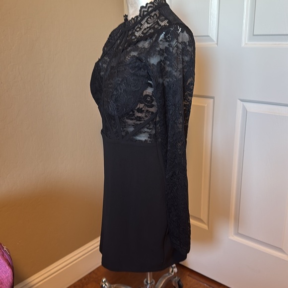 Privy Women’s Cocktail Lace Mini Black Dress Long Sleeves Like New Size … - Picture 6 of 17